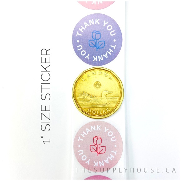 Thank You Stickers. Wildflower Bird Pink Ribbon. Shipping Stickers. 200 Pieces - Picture 6 of 8